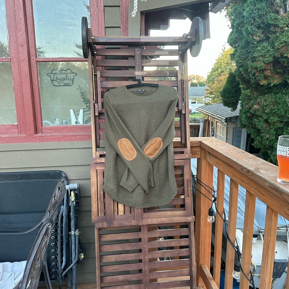 Rugby elbows green knit thin long sleeve sweater - Picture 10 of 10